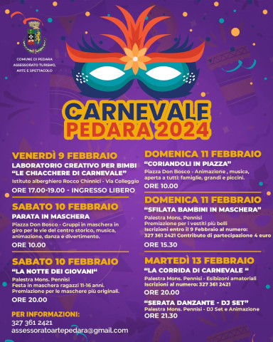 Calendario Carnevale 2024